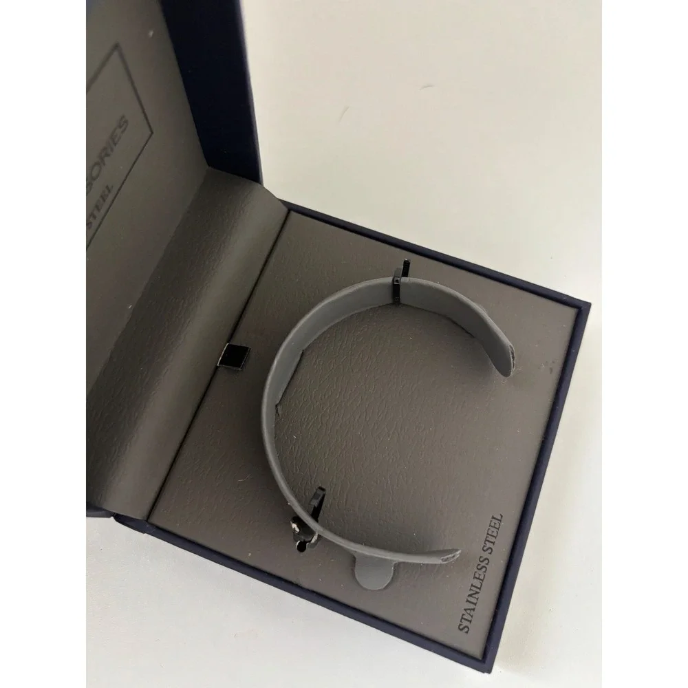 1913 Men's Accessories Stainless Steel Cuff Bracelet Matte Grey Minimalist Boxed